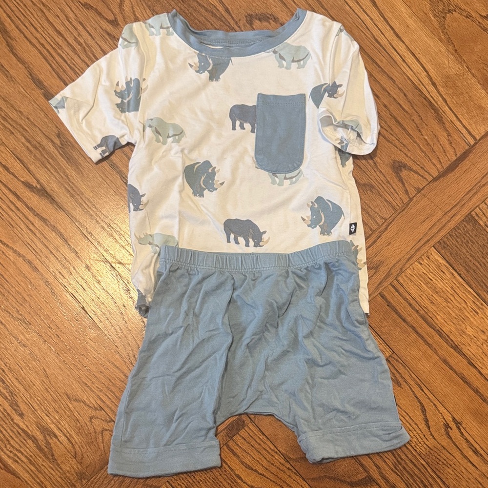 Kyte Baby Rhino tee and haram Outfit 3T